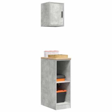 Garage Cabinets 2 pcs - Concrete Grey Engineered Wood