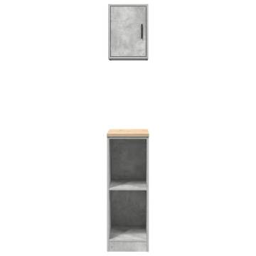 Garage Cabinets 2 pcs - Concrete Grey Engineered Wood