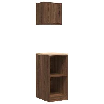 Garage Cabinets 2 pcs Brown Oak Engineered Wood - Hipo Market