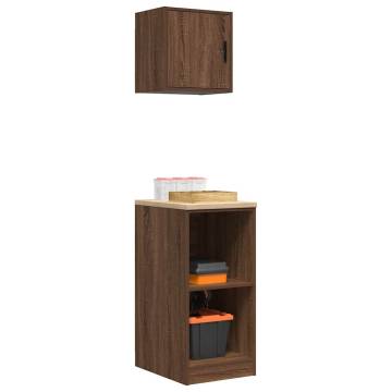 Garage Cabinets 2 pcs Brown Oak Engineered Wood - Hipo Market