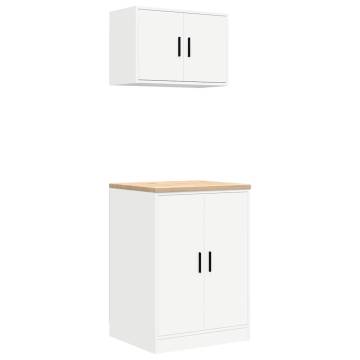 Garage Cabinets 2 pcs - White Engineered Wood | Hipo Market