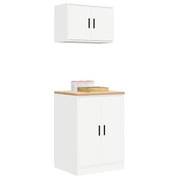 Garage Cabinets 2 pcs - White Engineered Wood | Hipo Market