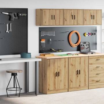 Artisan Oak Garage Cabinets - 2 pcs Durable Storage Solution