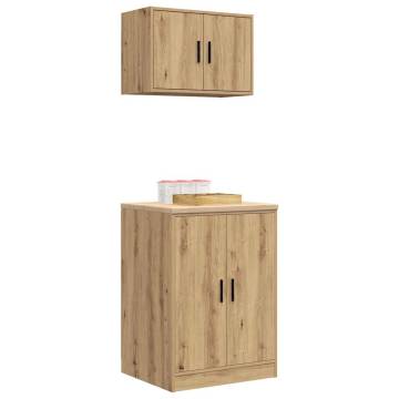 Artisan Oak Garage Cabinets - 2 pcs Durable Storage Solution