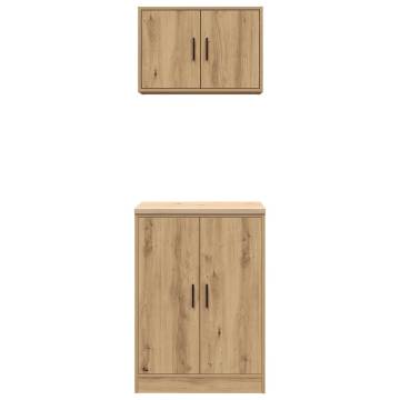 Artisan Oak Garage Cabinets - 2 pcs Durable Storage Solution