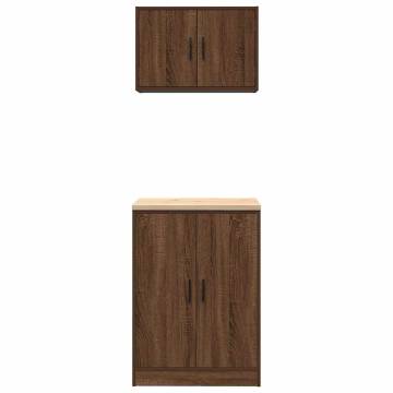 Garage Cabinets 2 pcs - Brown Oak Engineered Wood - HipoMarket