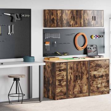 Garage Cabinets Set - Smoked Oak Engineered Wood | Hipomarket