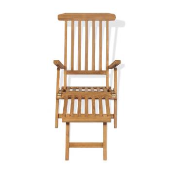 Comfortable Teak Deck Chair with Footrest - Hipomarket UK