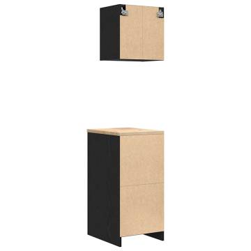 Garage Cabinets (2 pcs) - Stylish Black Engineered Wood Storage