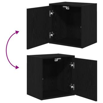 Garage Cabinets (2 pcs) - Stylish Black Engineered Wood Storage