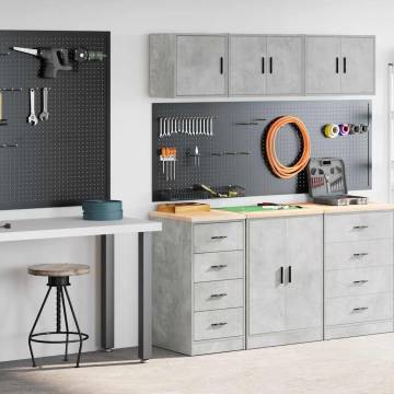 2 pcs Garage Cabinets - Concrete Grey Engineered Wood Storage