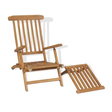 Comfortable Teak Deck Chair with Footrest - Hipomarket UK