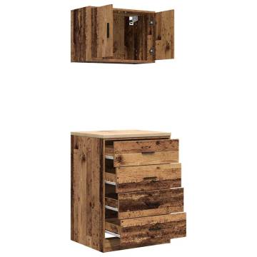 Garage Cabinets 2 pcs - Old Wood Engineered Wood Storage Solutions