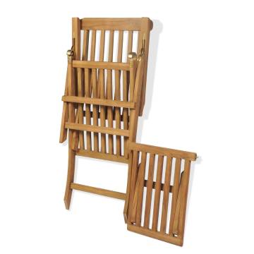 Comfortable Teak Deck Chair with Footrest - Hipomarket UK