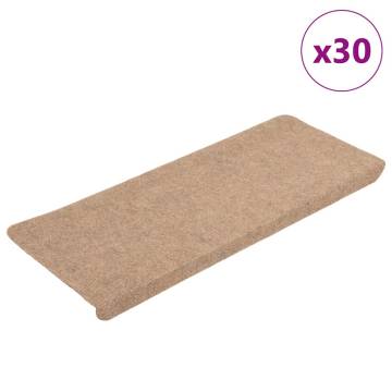 Self-Adhesive Stair Mats - 30 pcs Beige, 65x24.5 cm