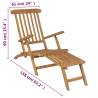 Comfortable Teak Deck Chair with Footrest - Hipomarket UK