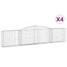 Arched Gabion Baskets - 4 pcs Galvanised Iron Garden Barriers