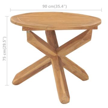 Garden Dining Table Ø90x75 cm - Solid Teak Wood Furniture