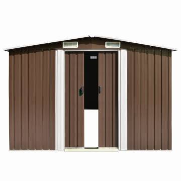 Metal Brown Garden Shed - 257x392x181 cm | HipoMarket