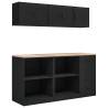 6 Pcs Black Garage Cabinets | Durable Engineered Wood Storage