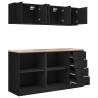 6 Pcs Black Garage Cabinets | Durable Engineered Wood Storage