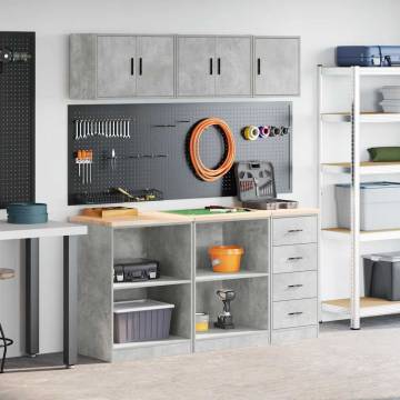 6 pcs Concrete Grey Garage Cabinets | Organize Your Space