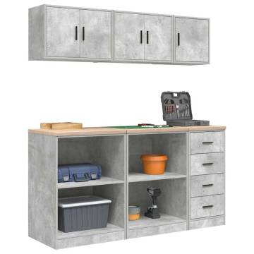 6 pcs Concrete Grey Garage Cabinets | Organize Your Space