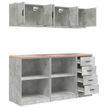 6 pcs Concrete Grey Garage Cabinets | Organize Your Space