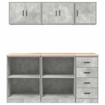 6 pcs Concrete Grey Garage Cabinets | Organize Your Space