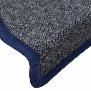 Stair Mats 30 pcs Dark Grey & Blue - Slip Resistant Comfort