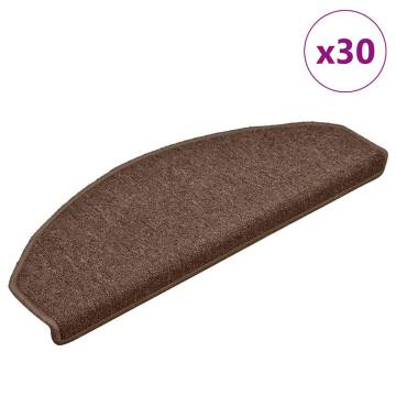 Stair Mats 30 Pcs Brown - Non-Slip & Washable | HipoMarket