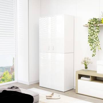 High Gloss White Shoe Cabinet - Stylish Storage Solution