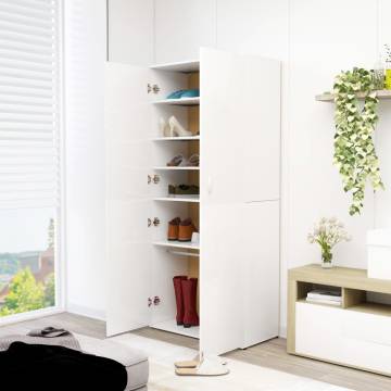 High Gloss White Shoe Cabinet - Stylish Storage Solution