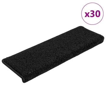 Stair Mats 30 pcs - Non-Slip Black 65x21x4 cm | HipoMarket