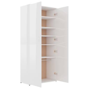 High Gloss White Shoe Cabinet - Stylish Storage Solution