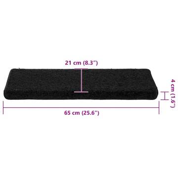 Stair Mats 30 pcs - Non-Slip Black 65x21x4 cm | HipoMarket