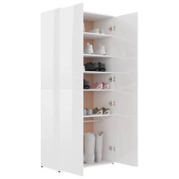 High Gloss White Shoe Cabinet - Stylish Storage Solution