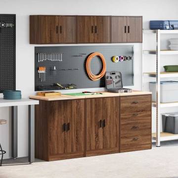 Garage Cabinets 6 pcs Brown Oak Engineered Wood | HipoMarket