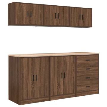 Garage Cabinets 6 pcs Brown Oak Engineered Wood | HipoMarket