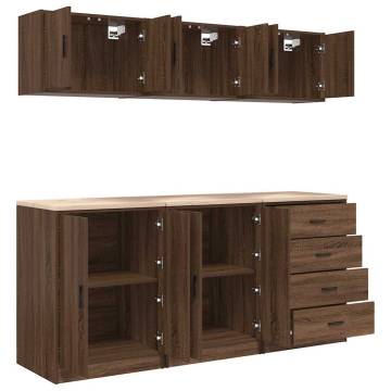 Garage Cabinets 6 pcs Brown Oak Engineered Wood | HipoMarket