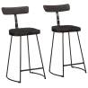 Bar Stools 2 pcs Black - Solid Mango Wood | HipoMarket