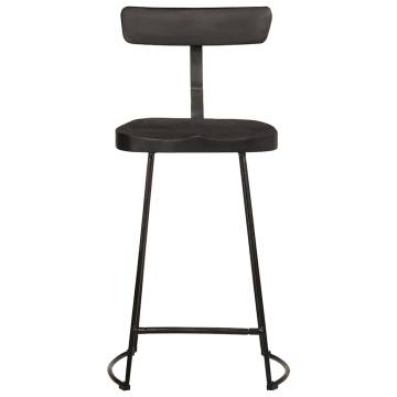 Bar Stools 2 pcs Black - Solid Mango Wood | HipoMarket