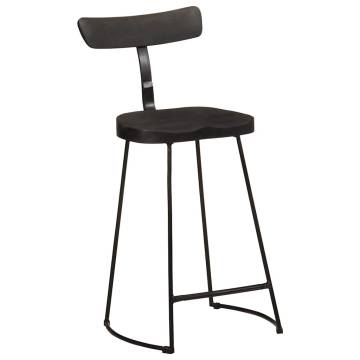 Bar Stools 2 pcs Black - Solid Mango Wood | HipoMarket