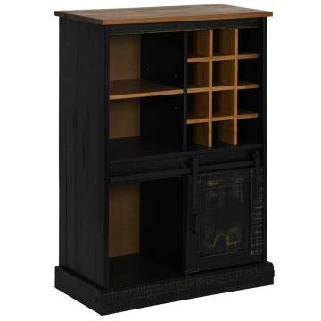 Wine Cabinet HALDEN - Sliding Door & Racks in Black Pine