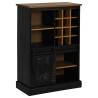 Wine Cabinet HALDEN - Sliding Door & Racks in Black Pine