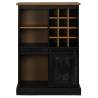 Wine Cabinet HALDEN - Sliding Door & Racks in Black Pine