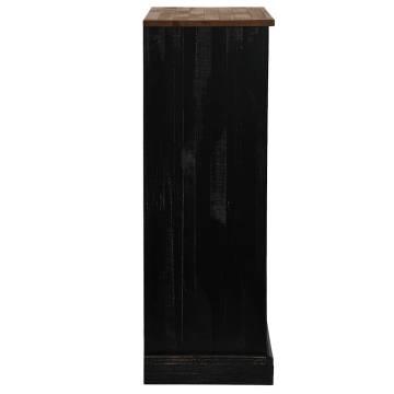 Wine Cabinet HALDEN - Sliding Door & Racks in Black Pine