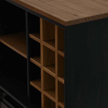 Wine Cabinet HALDEN - Sliding Door & Racks in Black Pine