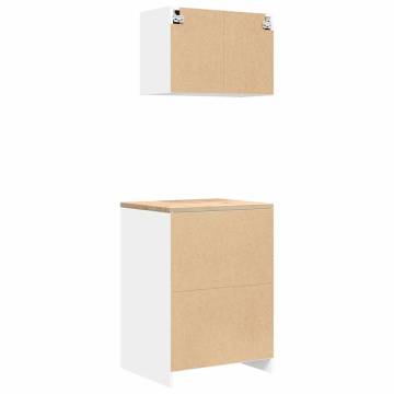 Garage Cabinets 2 pcs - White Engineered Wood Storage Solution