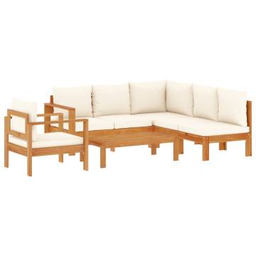 5 Piece Garden Sofa Set with Cushions | Solid Acacia Wood